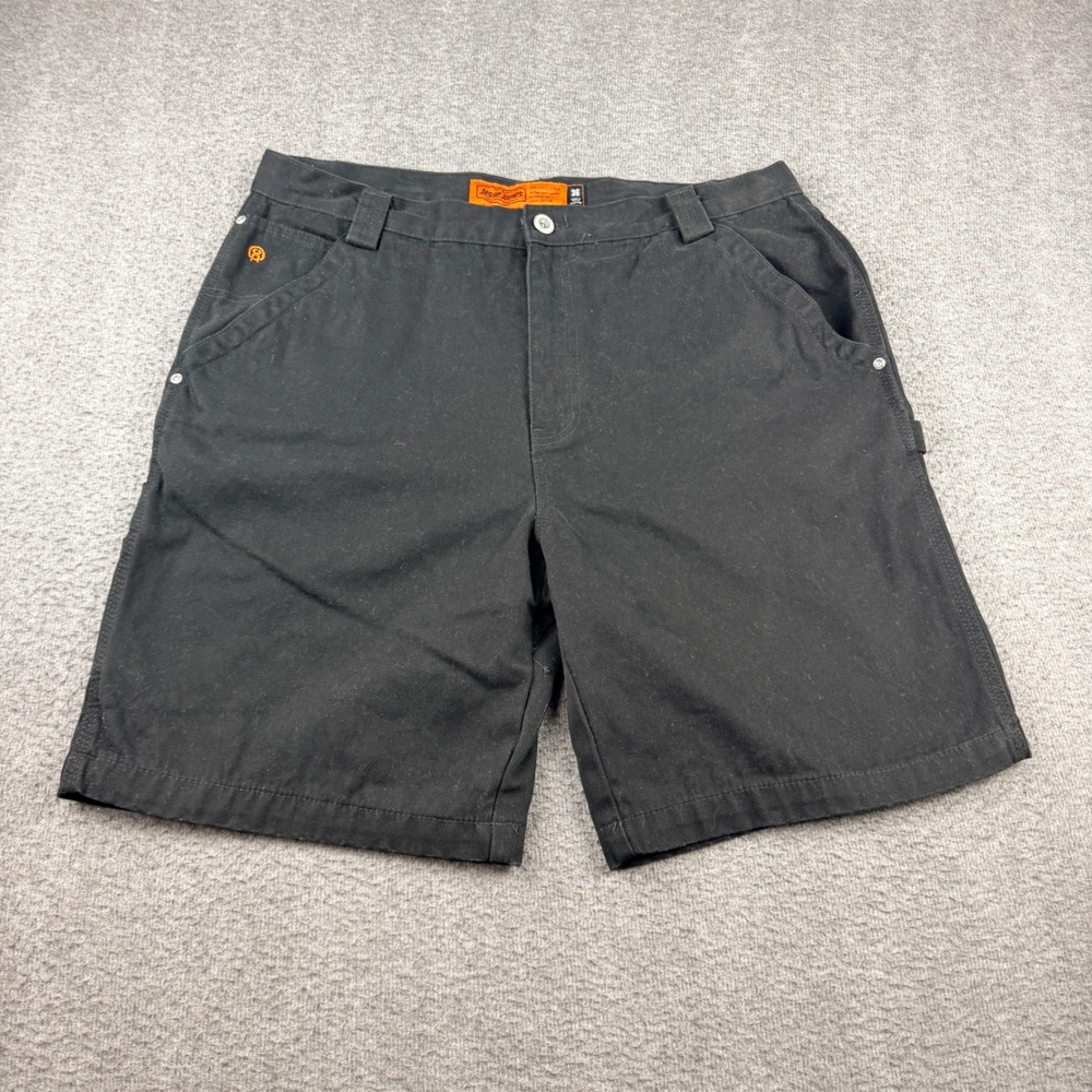 Jesse James Industrial Workwear Men's 36 Black Washed Canvas Carpenter Shorts